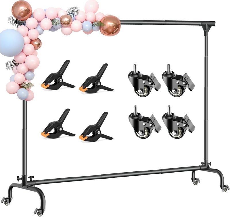 MsMk Backdrop Stand, 10x7 FT Backdrop Stand for Parties with Wheels, Moveable and Adjustable Photo Banner Stand Background Stand for Wedding, Parties, Events Decoration - Image 1
